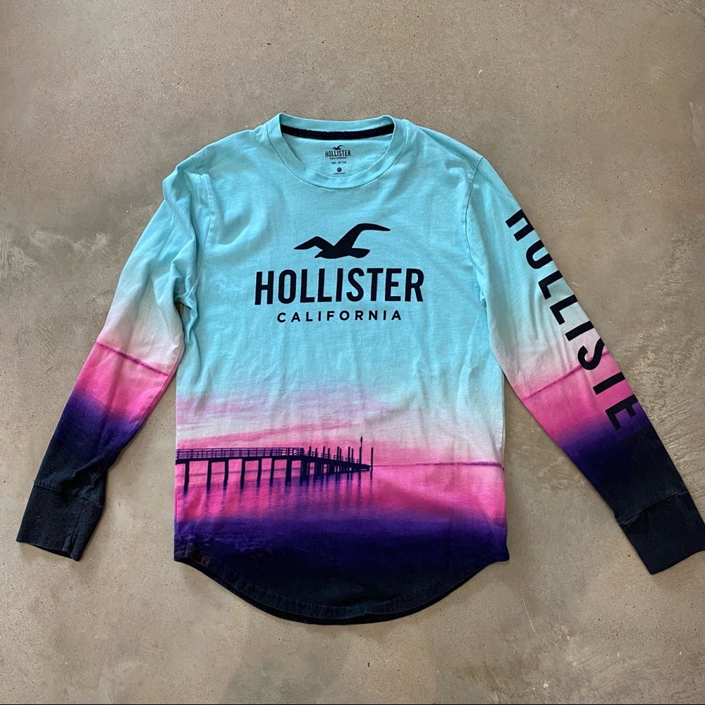 Men’s Hollister Long Sleeve Tee (green and pink)